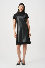 Load image into Gallery viewer, Joseph Ribkoff  Leatherette &amp; Silky Knit Dress
