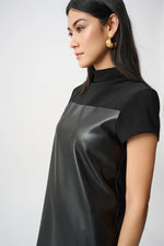 Load image into Gallery viewer, Joseph Ribkoff  Leatherette &amp; Silky Knit Dress

