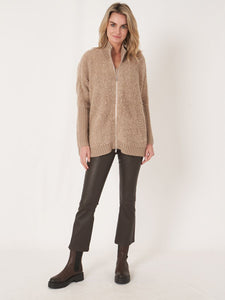 Repeat Cashmere Italian Yarn Zip Up Cardigan With Pockets