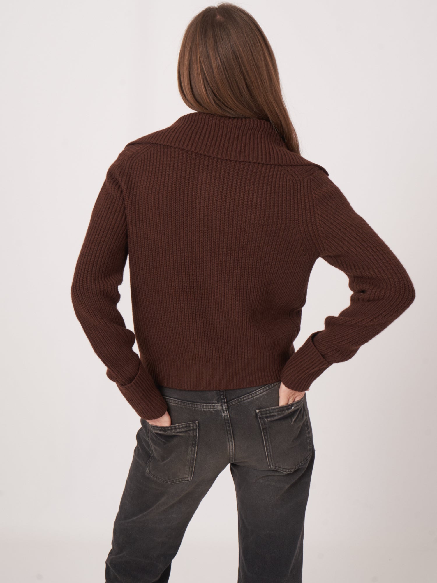 Repeat Wool Knitted Cardigan Brown