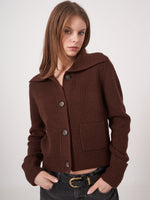 Load image into Gallery viewer, Repeat Wool Knitted Cardigan Brown
