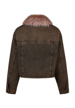 Load image into Gallery viewer, Marc Aurel Brown denim jacket with fur collar
