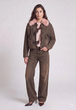 Load image into Gallery viewer, Marc Aurel Brown denim jacket with fur collar
