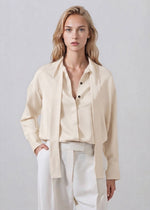 Load image into Gallery viewer, Patrick Assaraf Silk Blouse with Tie

