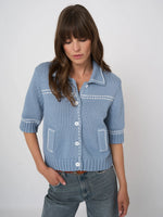 Load image into Gallery viewer, Repeat Chunky knit cotton-blend polo cardigan
