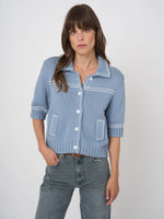 Load image into Gallery viewer, Repeat Chunky knit cotton-blend polo cardigan
