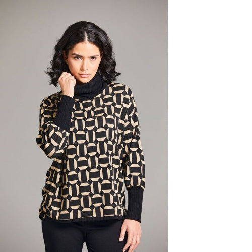 Peruzzi Diagonal Print Cowlneck Top