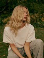 Load image into Gallery viewer, Repeat French terry boxy t-shirt with rolled sleeves
