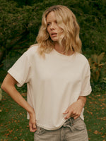 Load image into Gallery viewer, Repeat French terry boxy t-shirt with rolled sleeves
