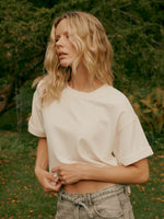 Load image into Gallery viewer, Repeat French terry boxy t-shirt with rolled sleeves
