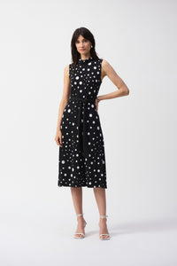 Joseph Ribkoff Polka-dot Belted Midi Dress