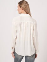 Load image into Gallery viewer, Repeat Silk Boxy Shirt With Pleated Details
