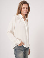 Load image into Gallery viewer, Repeat Silk Boxy Shirt With Pleated Details
