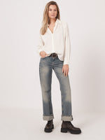 Load image into Gallery viewer, Repeat Silk Boxy Shirt With Pleated Details
