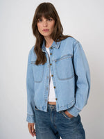 Load image into Gallery viewer, Repeat Women’s denim cotton shirt jacket
