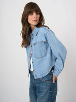 Load image into Gallery viewer, Repeat Women’s denim cotton shirt jacket
