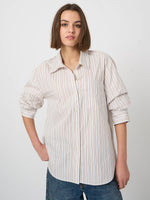 Load image into Gallery viewer, Repeat Pure Cotton Striped Blouse with Pleated Sleeves
