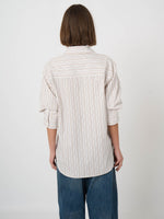 Load image into Gallery viewer, Repeat Pure Cotton Striped Blouse with Pleated Sleeves
