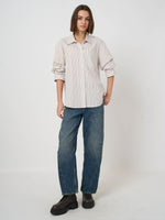 Load image into Gallery viewer, Repeat Pure Cotton Striped Blouse with Pleated Sleeves
