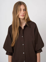 Load image into Gallery viewer, Repeat Stretch Cotton Poplin Blouse with Layered Sleeves

