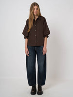 Load image into Gallery viewer, Repeat Stretch Cotton Poplin Blouse with Layered Sleeves
