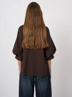 Load image into Gallery viewer, Repeat Stretch Cotton Poplin Blouse with Layered Sleeves
