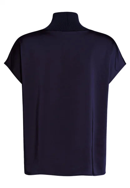 Marc Aurel Satin top with knitted cuffs