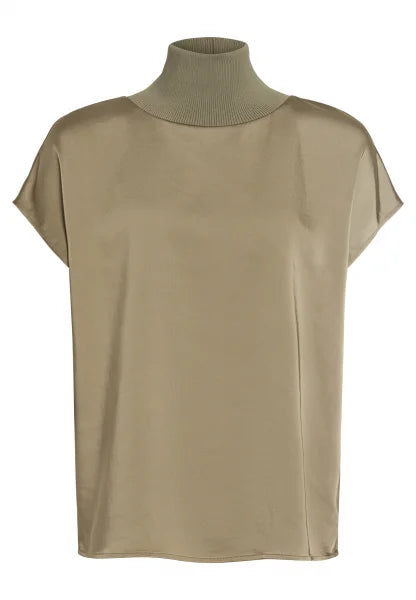 Marc Aurel Satin top with knitted cuffs