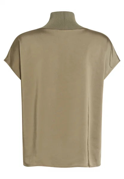 Marc Aurel Satin top with knitted cuffs