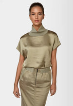 Load image into Gallery viewer, Marc Aurel Satin top with knitted cuffs
