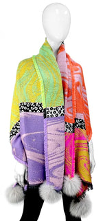 Load image into Gallery viewer, Mitchie Scarf with Swirling Colours and Fox PomPom
