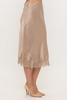 Lace Hem Satin Midi Skirt