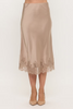 Lace Hem Satin Midi Skirt