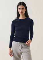 Load image into Gallery viewer, Patrick Assaraf Pima Cotton Stretch Ribbed Long Sleeve Crew Neck T-Shirt
