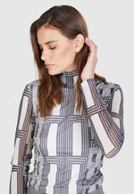 Load image into Gallery viewer, Marc Aurel Mesh shirt with art deco print
