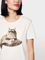 Load image into Gallery viewer, Marc Cain T-shirt with cat print and details
