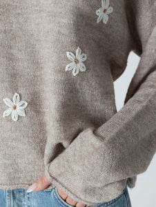 Lyle & Luxe Oat/Flower sweater Aidendaisy