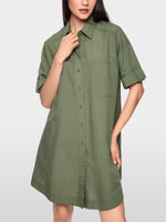 Load image into Gallery viewer, Marc Cain Cotton Shirt Dress in Olivine

