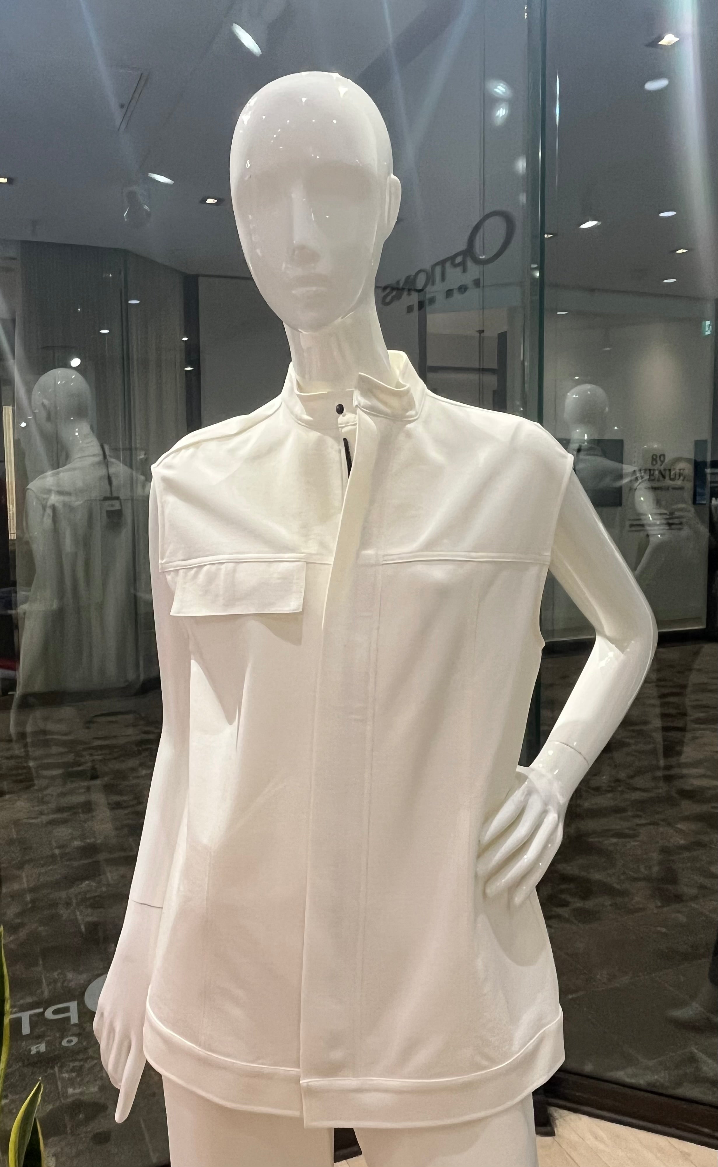 Sarah Pacini Sleeveless Jacket Off White