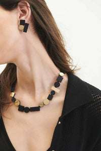 Iskin Sister BAUHAUS NECKLACE ROUND - BLACK+GOLD