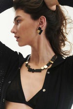 Load image into Gallery viewer, Iskin Sister BAUHAUS NECKLACE ROUND - BLACK+GOLD
