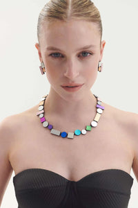 Iskin Sisters Bauhaus Necklace Round Rainbow