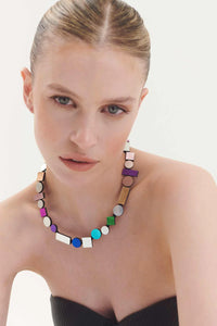 Iskin Sisters Bauhaus Necklace Round Rainbow