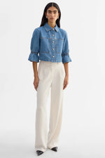 Load image into Gallery viewer, LaMarque CAROLINA D | Denim Ruffle Sleeve Jacket
