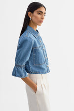 Load image into Gallery viewer, LaMarque CAROLINA D | Denim Ruffle Sleeve Jacket

