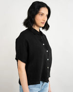 Load image into Gallery viewer, Pistache Short Sleeve Linen Shirts - Black Nero
