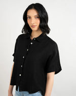 Load image into Gallery viewer, Pistache Short Sleeve Linen Shirts - Black Nero
