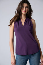 Load image into Gallery viewer, Iris Matte jersey sleeveless pleated v-neck top

