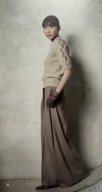 Load image into Gallery viewer, D.Exterior Short Sleeve Sweater with Ribbon sleeves
