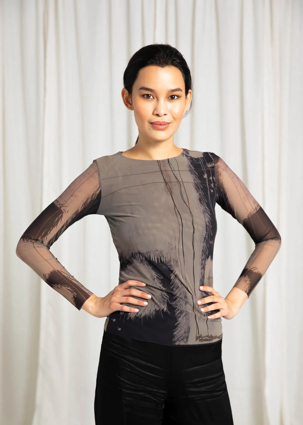 AMB Double Sheer Printed Tops